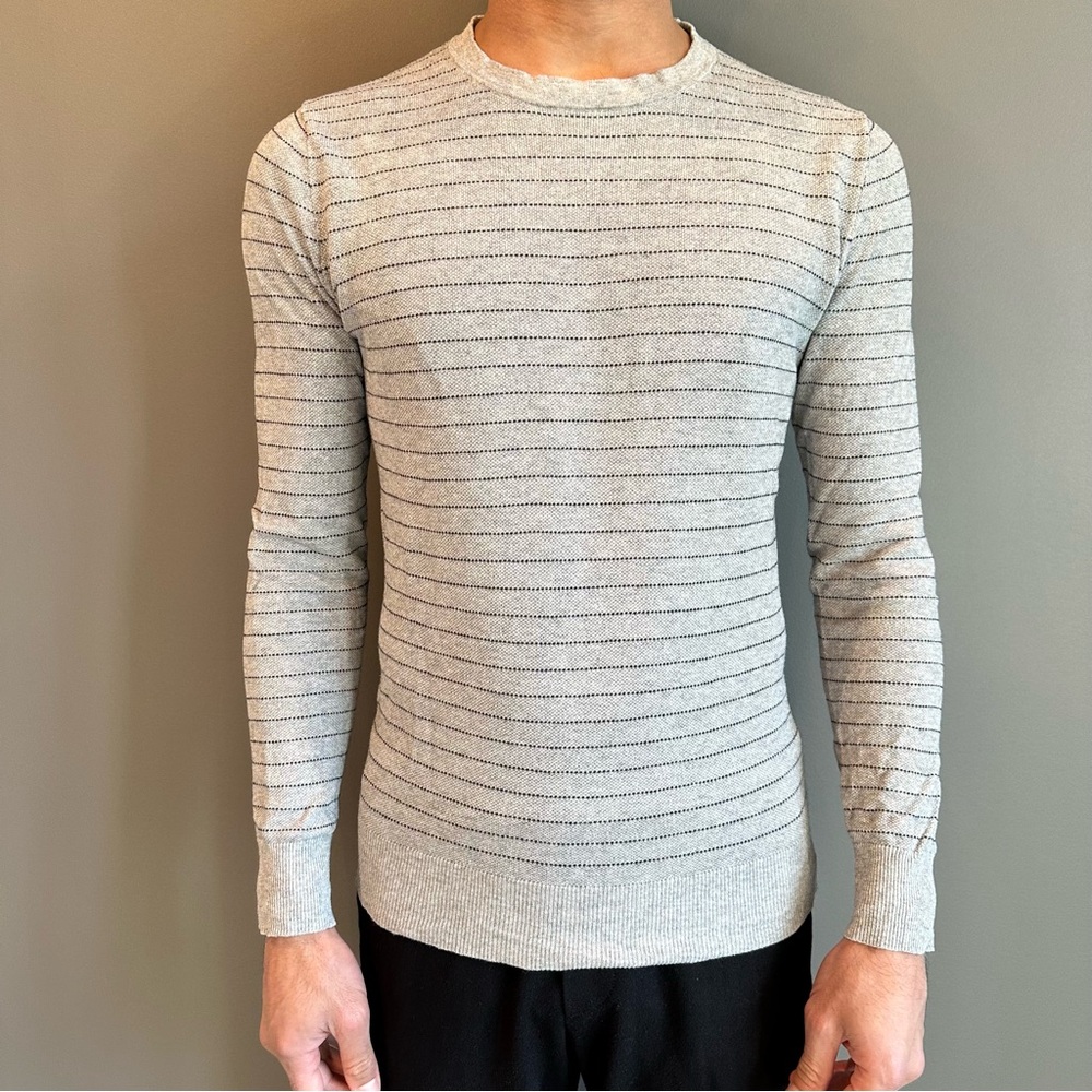 J. Crew Striped Crew Neck Lightweight Cotton Cashmere Blend Sweater